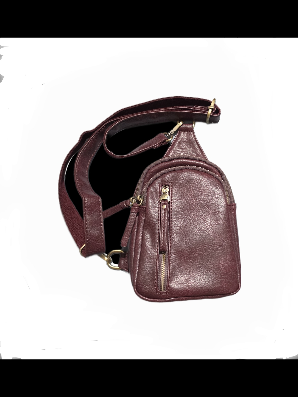 Burgundy Vegan Leather Crossbody Sling Bag